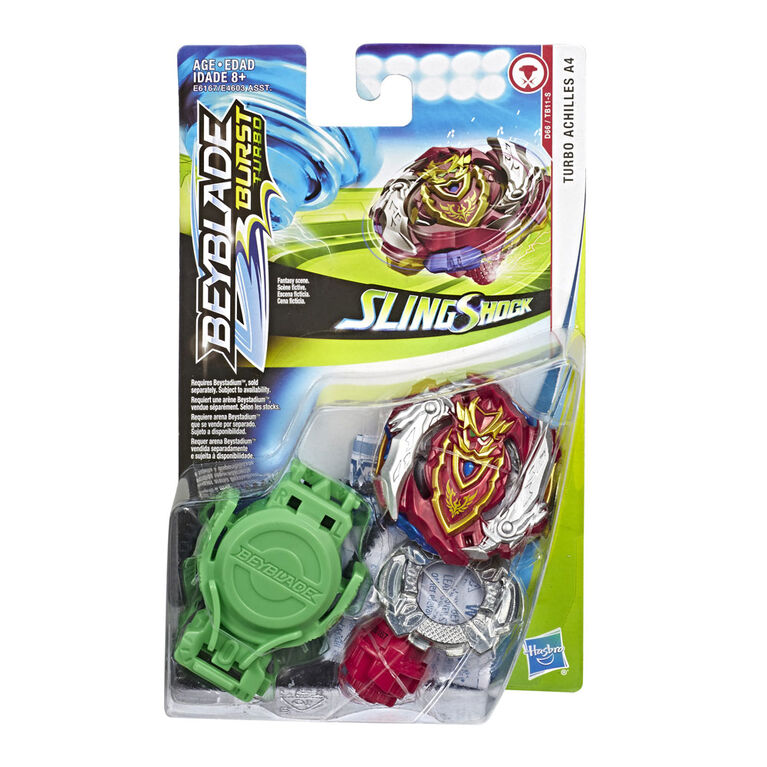 Beyblade Burst Turbo Slingshock Turbo Achilles A4 Starter Pack -- Battling Top and Right/Left-Spin Launcher