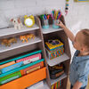 Bibliothèque en bois avec pochettes de rangement, meubles pour enfants - Gris cendré