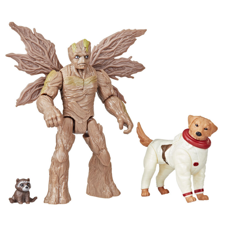 Marvel Gardiens de la galaxie Vol. 3, figurines articulées Groot, Bébé  Rocket et Marvel's Cosmo - Notre exclusivité