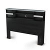 Cosmos Bookcase Headboard with Storage- Black Onyx and Charcoal