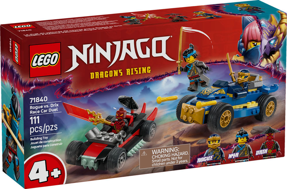 LEGO NINJAGO Rogue vs. Drix Race Car Duel Building Toy for Preschool Kids, Boys & Girls, 4+ - 71840