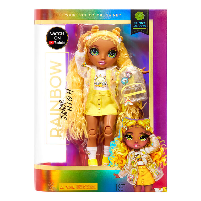 Rainbow High Jr High Sunny Madison - poupée-mannequin JAUNE de 9 po (23 cm)