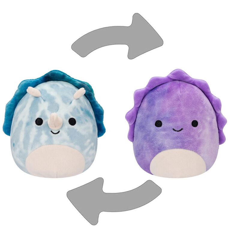 Squishmallows 5" Flip-A-Mallows - Delilah/Jerome - Purple Dino/Blue Tie-Dye Triceratops