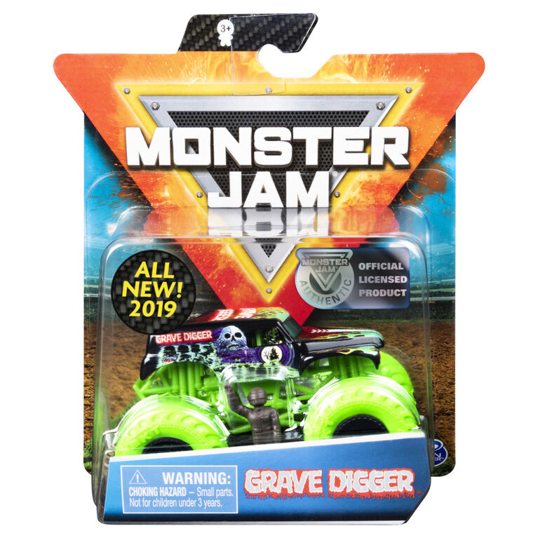 Monster Jam, Official Grave Digger Monster Truck, Die-Cast Vehicle, Nitro Neon Series, 1:64 Scale