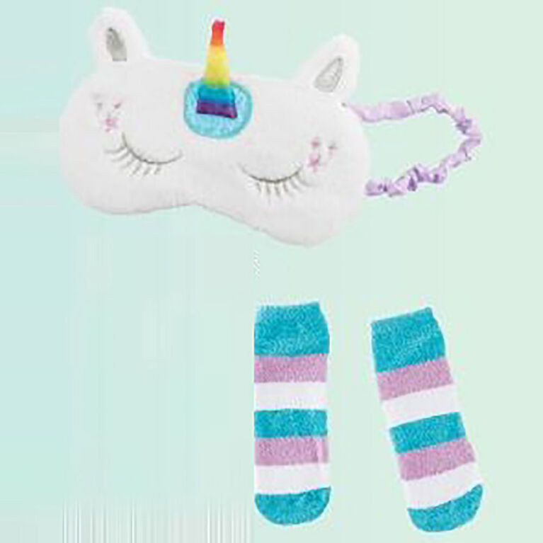 Unicorn Faux Fur Sleep Mask & Socks Set
