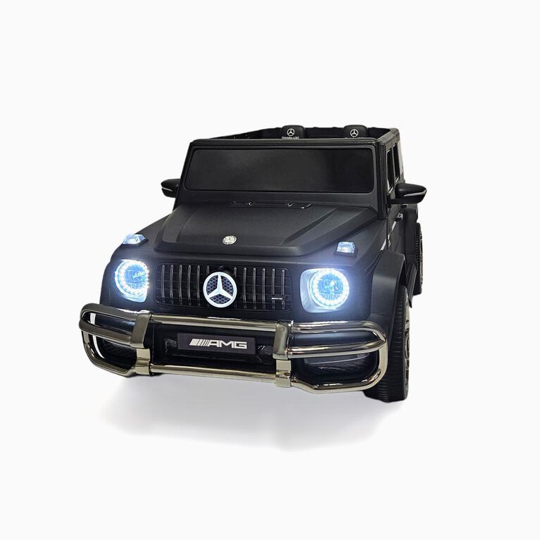 KIDSVIP Officially Licensed Mercedes G Series 24V 4x4 Kids Ride-On 2-Seater Car w/ Rubber Wheels, Music, RC - Matte Black