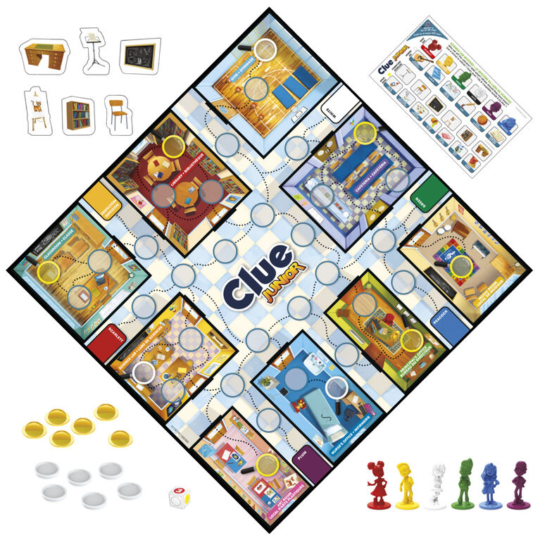 Clue Junior Game, 2-Sided Gameboard, 2 Games in 1, Clue Mystery Game for Younger Kids, Kids Board Games, Junior Games