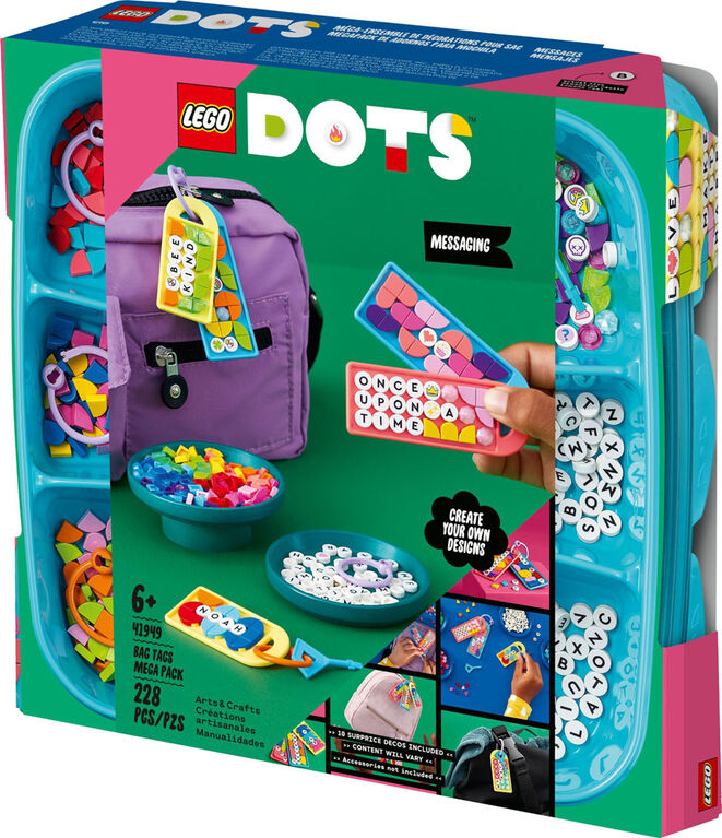 LEGO DOTS Méga-ensemble de décorations pour sac - Messages 41949 Ensemble de créations artisanales (228 Pièces)