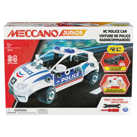 Meccano Junior, RC Police Car with Working Trunk and Real Tools, Toy Model Building Kit