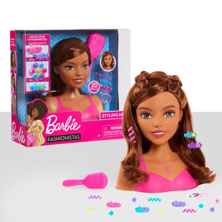Barbie Fashionistas 8-Inch Styling Head, 20 Pieces Include Styling Accessories - R Exclusive