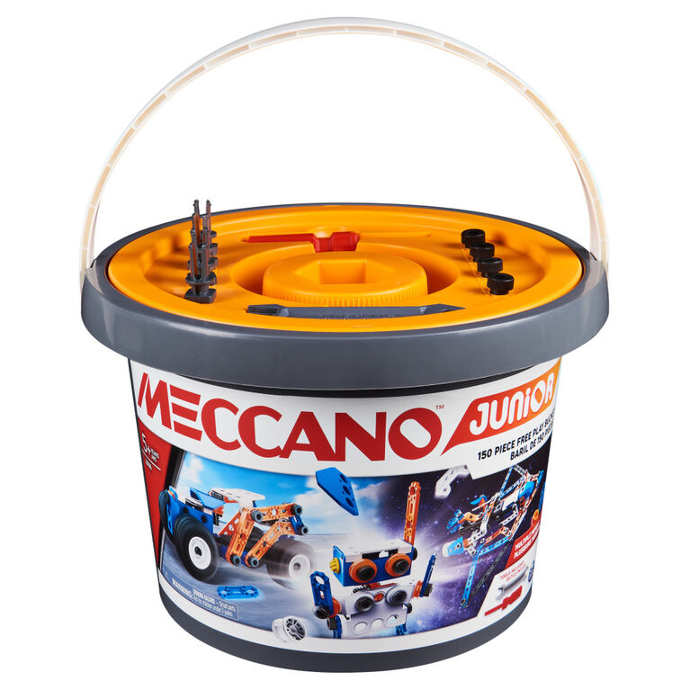 Meccano Junior, 150 pcs Bucket STEAM Model Building Kit