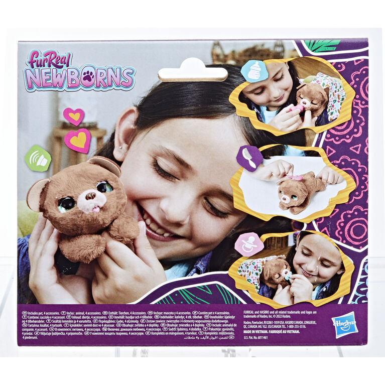 furReal Newborns Bear Interactive Animatronic Plush Toy: Electronic Pet with Sound Effects, Closing Eyes,Ages 4 and up