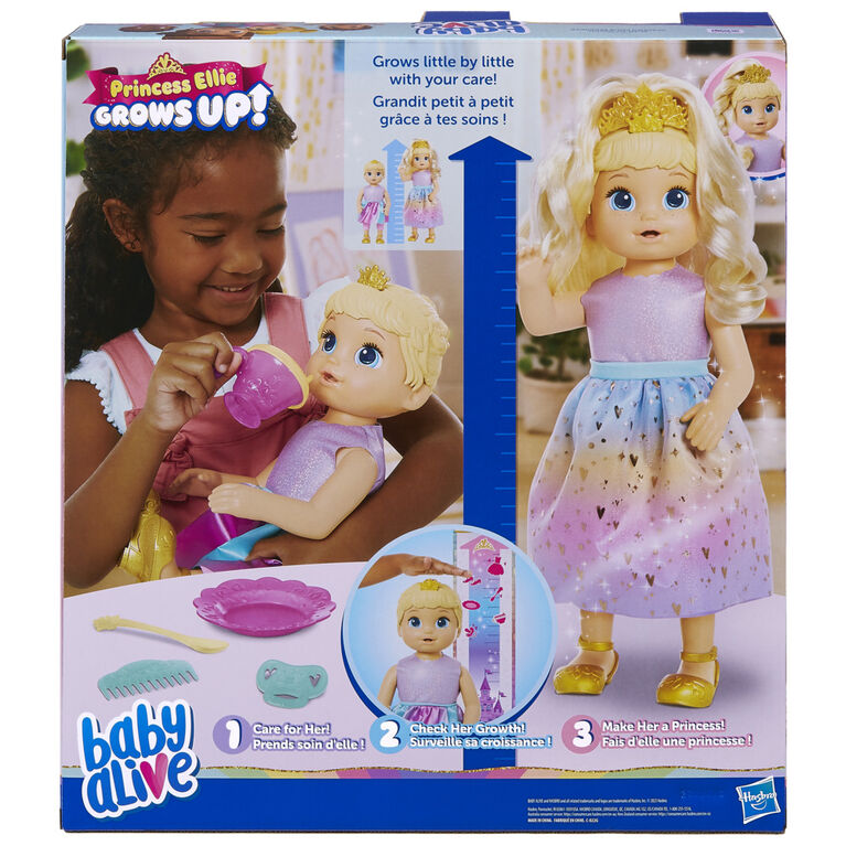 Baby Alive Princess Ellie Grows Up! Interactive Baby Doll with Accessories, Talking Baby Dolls, 18-Inch