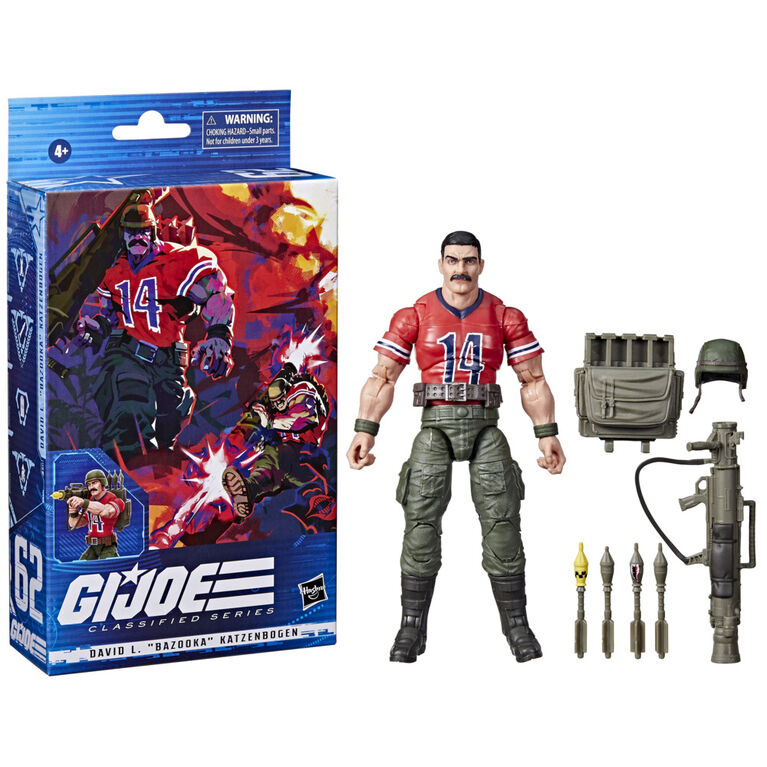 G.I. Joe Classified Series David L. "Bazooka" Katzenbogen Action Figure 62 Collectible Toy, Accessories, Custom Package Art