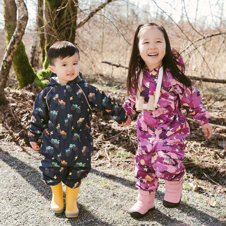 Kids Thin-Lined Rain Suits  | Big Trucks - 2T (2-3Y)