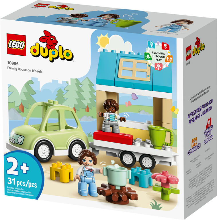 LEGO DUPLO Town Family House on Wheels 10986 Building Toy Set (31 Pieces)