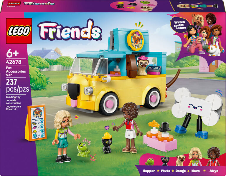 LEGO Friends La Camionnette d'Accessoires pour Animaux avec 2 MInipoup&eacute;es, ainsi qu'un Chaton, un Chien et une Grenouille - 42678