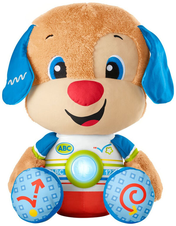 Fisher-Price - So Big Puppy Toddler Learning Toy, Plush Dog with Music Sounds and Educational Content, Laugh and Learn - French Version