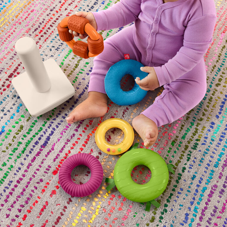  Fisher-Price - Sensory Rock-A-Stack Roly-Poly Stacking Toy with Fine Motor Activities for Babies - R Exclusive