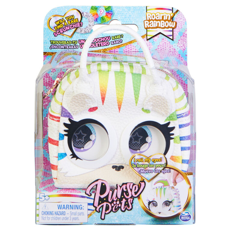 Purse Pets Micros, Roarin' Rainbow Tiger Stylish Small Purse with Eye Roll Feature