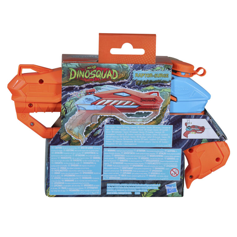 Nerf Super Soaker DinoSquad, blaster à eau Raptor-Surge actionné par la détente