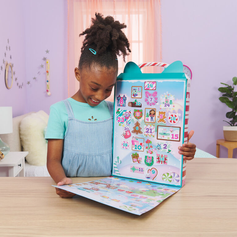 DreamWorks Gabby's Dollhouse, Calendrier de l'Avent 2023, 24 jouets surprises avec figurines, autocollants et accessoires de la maison magique