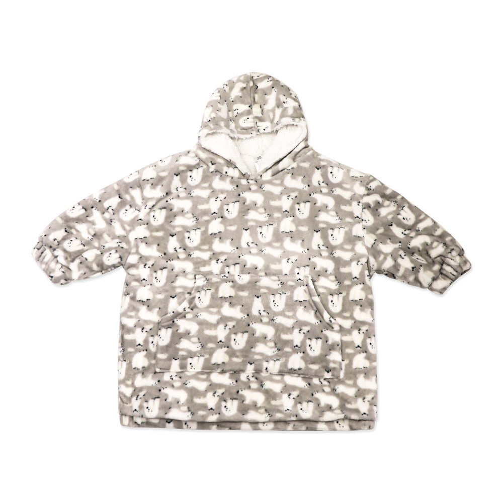 Jesse & Lulu Lounge Oversized Hooded Blanket: Grey Polar Bear S/M