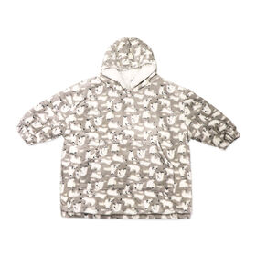 Jesse & Lulu Lounge Oversized Hooded Blanket: Grey Polar Bear S/M