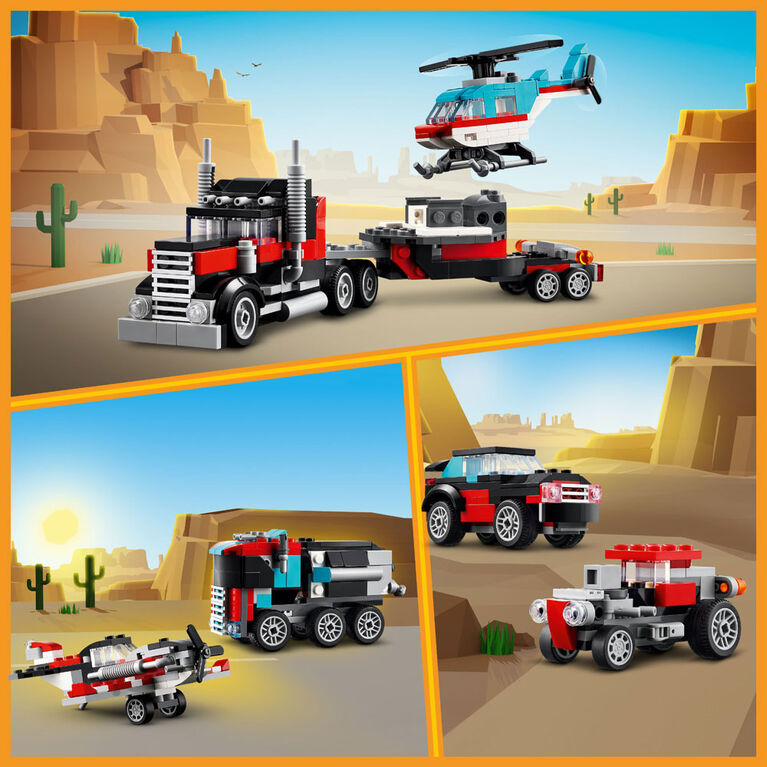 LEGO Creator 3 in 1 Flatbed Truck with Helicopter Toy 31146