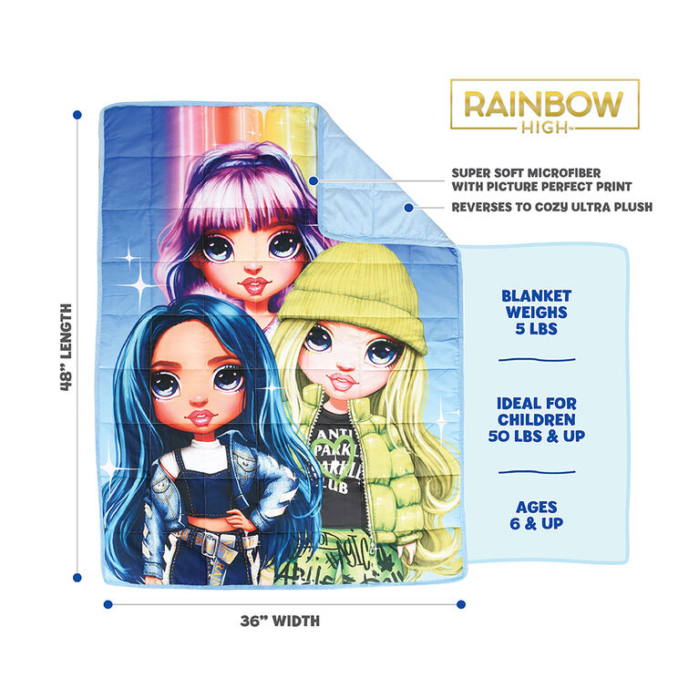Rainbow High Kids Weighted Blanket (36 x 48 inches), 5lbs
