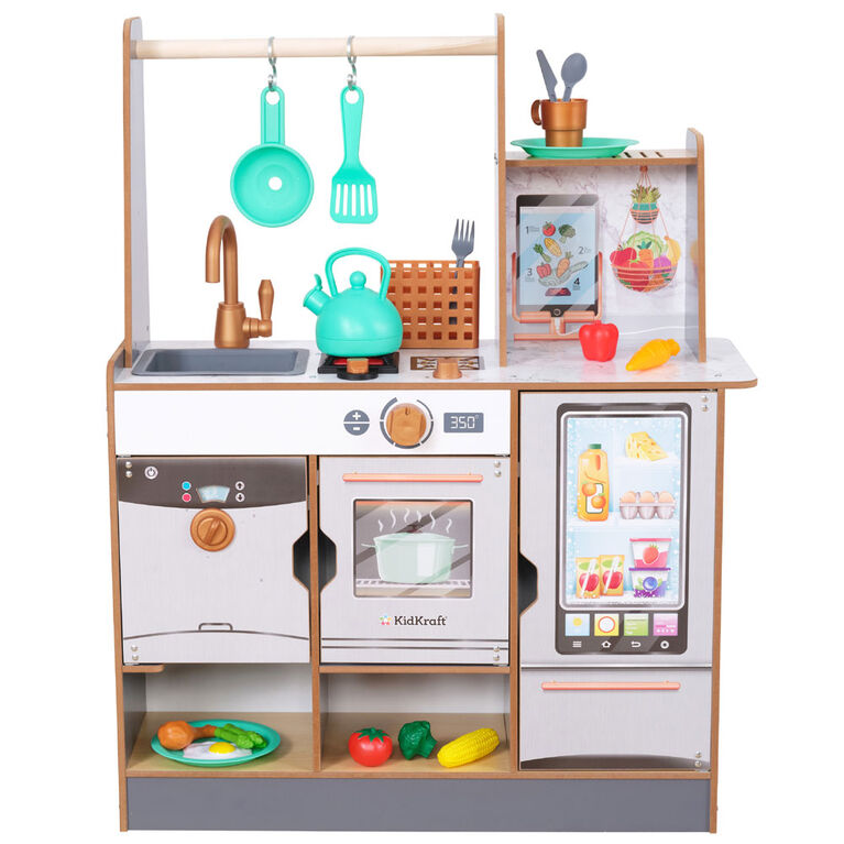 KidKraft Steam & Clean Wooden Play Kitchen with Safe Steam Technology, Lights & Sounds