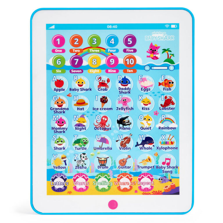 Tablette Pinkfong Baby Shark - Jouet préscolaire éducatif - par WowWee - Édition anglais