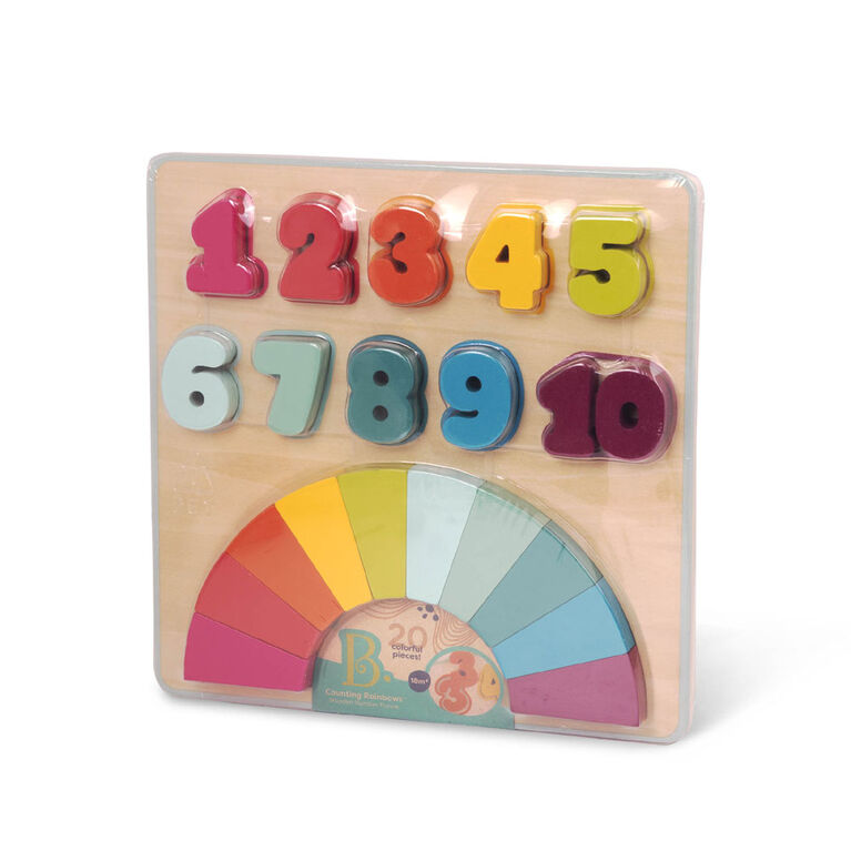 Puzzle de nombres en bois, Counting Rainbows, B. toys