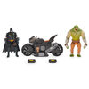 DC Comics, Batman Transforming Batcycle Battle Pack avec figurines articulées Killer Croc et Batman exclusives de 10 cm