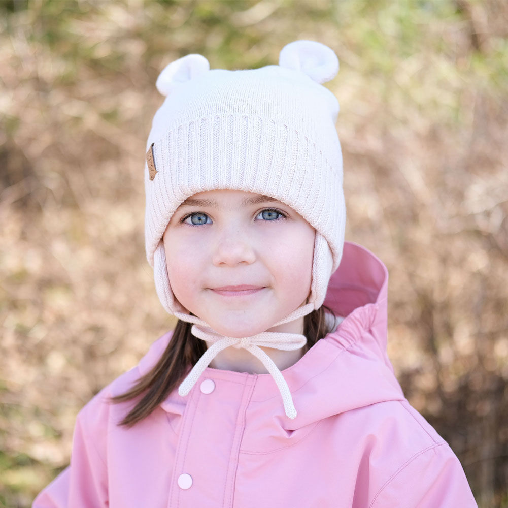 Chapeaux Tricotés Ours pour Enfants | Rose Clair