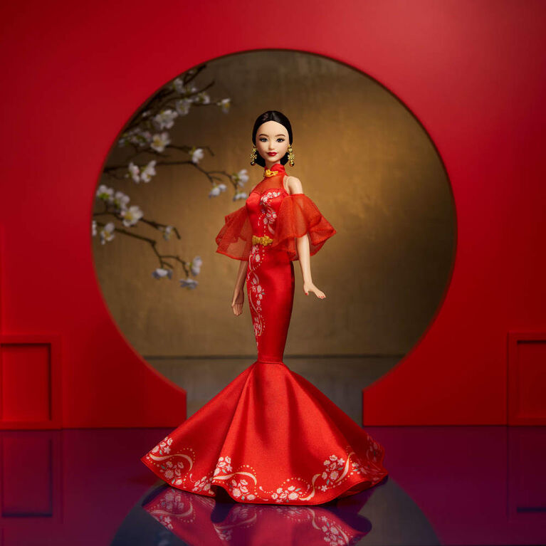 Barbie Signature Lunar New Year Barbie Doll Collectible with Qipao Dress & Golden Accessories
