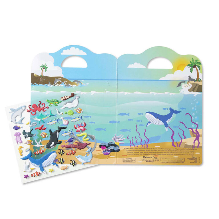 Melissa & Doug - Ocean Puffy Sticker Play Set Travel Toy with Double-Sided Background, 40 Reusable Puffy Stickers - French Edition