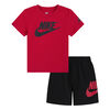 Nike French Terry Short Set - Black and Red Heather