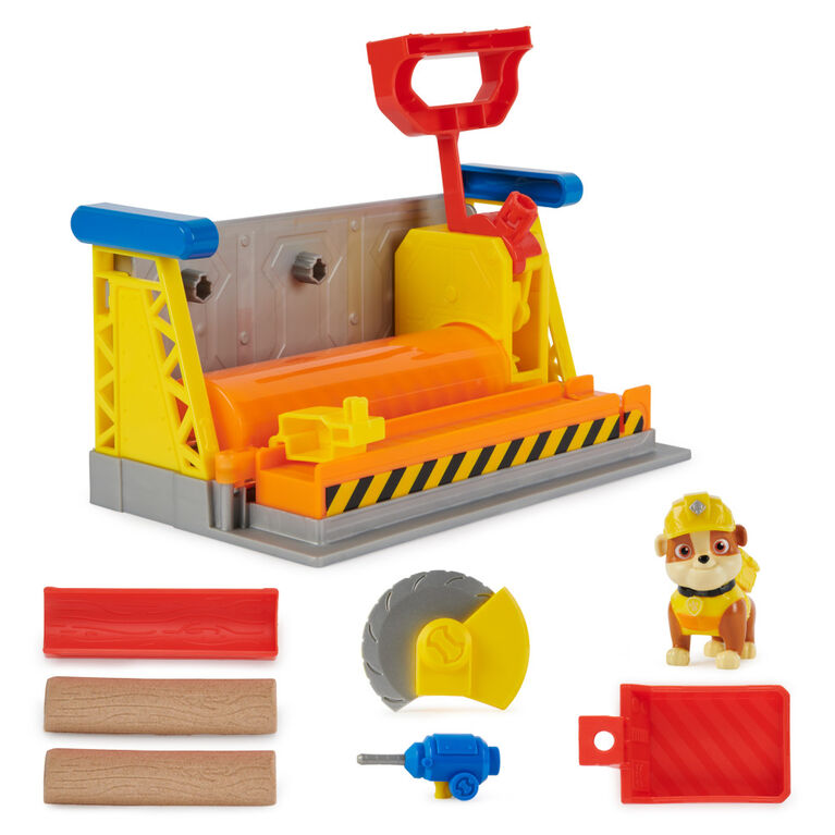 Rubble & Crew, Rubble's Workshop Playset, Construction Toys with Kinetic Build-It Sand & Rubble Action Figure