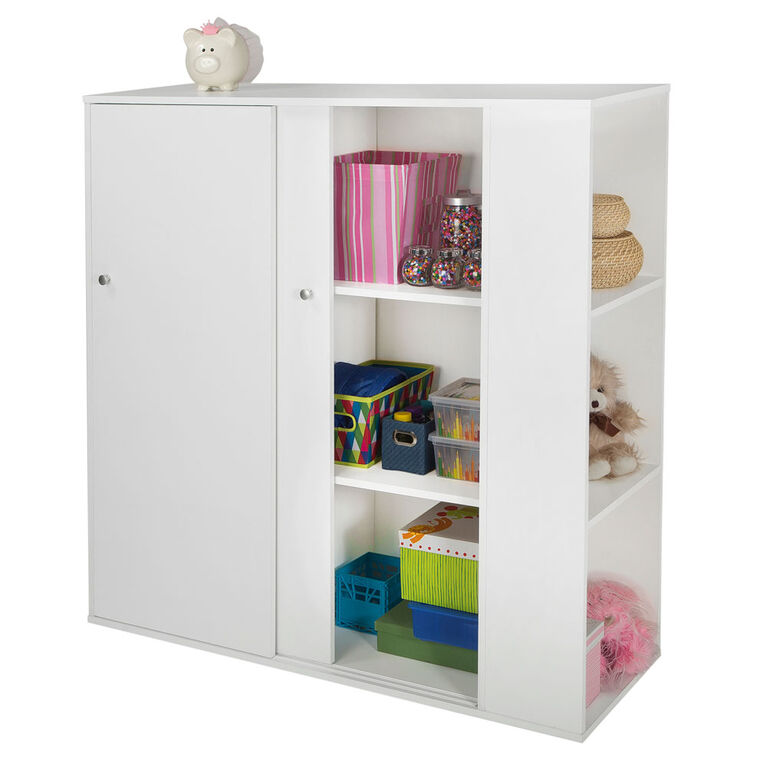 Crea Kids Storage Cabinet with Sliding Doors- Pure White