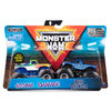 Monster Jam, Official Blue Thunder vs. Storm Damage, 1:64 Scale, 2 Pack