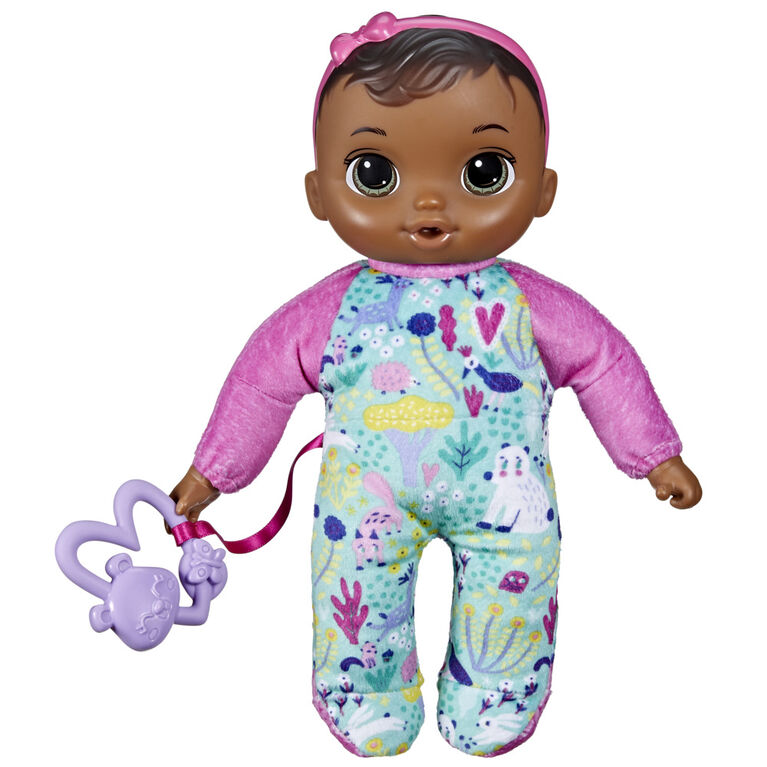 Baby Alive Soft 'n Cute Doll, Brown Hair, 11-Inch First Baby Doll Toy, Washable Soft Doll, Teether Accessory