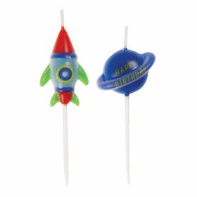 Outer Space Pick Birthday Candles, 6 pieces