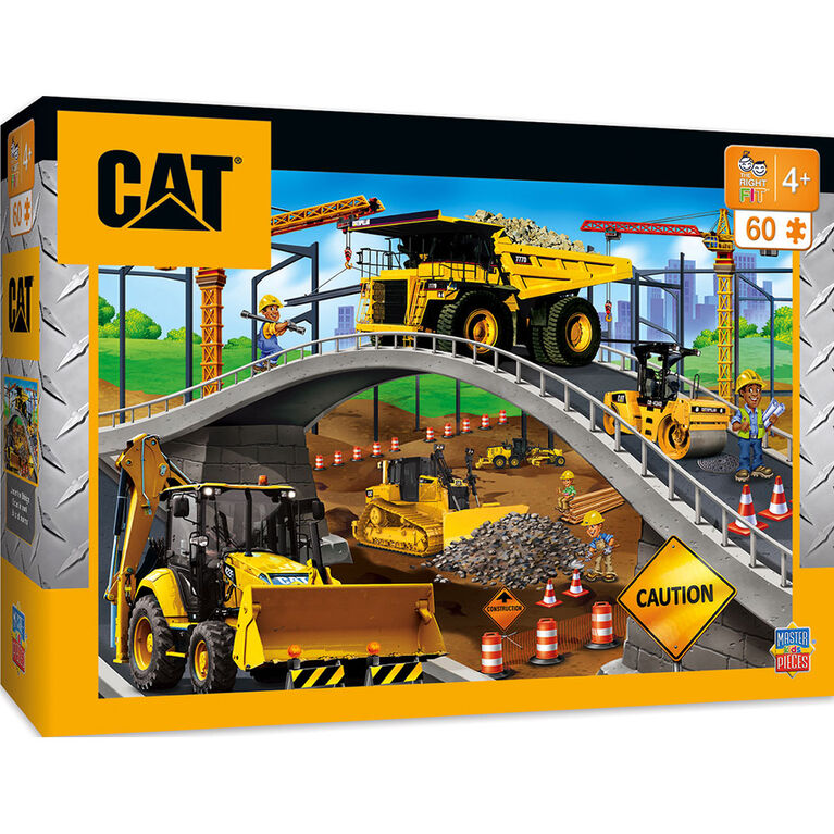 Caterpillar Right Fit Construction Trucks 60 Piece Kids Puzzle - Édition anglaise