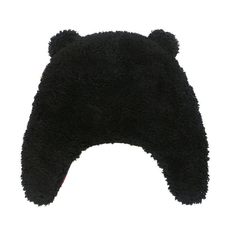 FlapJackKids - Baby, Toddler, Kids, Boys Reversible Sherpa Fleece Hat - Double Layered - Black Bear/Aviator - Medium 2-4 years