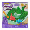 Kinetic Sand Sandbox Set, 1lb Green Play Sand, Sandbox Storage, 4 Molds and Tools, Sensory Toys