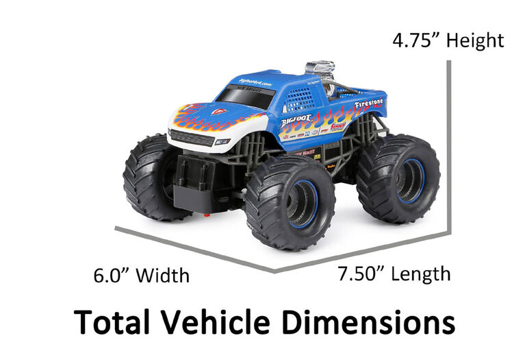 1:24 R/C Bigfoot Monster Truck Assortment (Choose Blue Flame or Snake Bite)