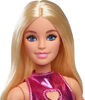 Barbie Fashionistas Doll #230 in Metallic Pink Minidress with Heart CutOut, Blond Hair