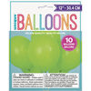 12" Latex Balloons, 10 pieces - Lime Green