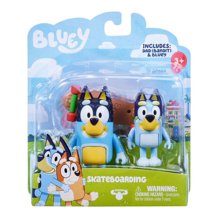 Bluey Figure 2 Pack- Skateboard - Bluey and Bandit